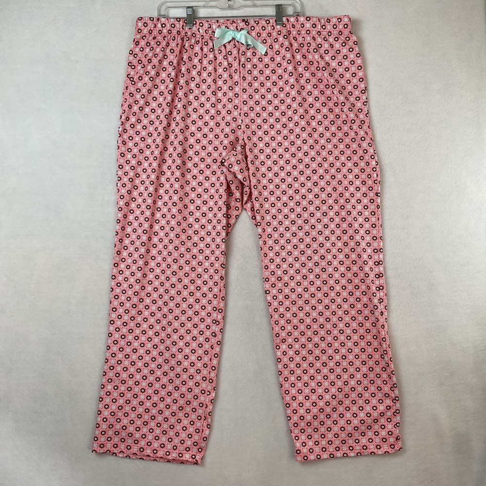 Lands' End‎ Womens XXL Pink Geometric Floral Pajama Pants Relaxed Lounge Bottoms